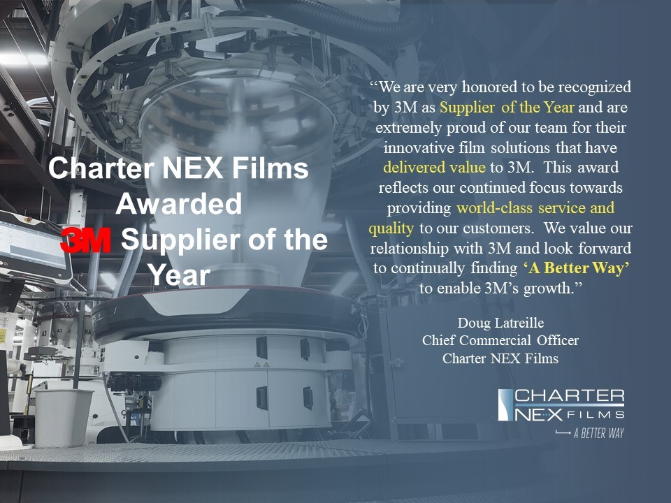 Charter NEX Films wins 3M Supplier of the Year Award CNG